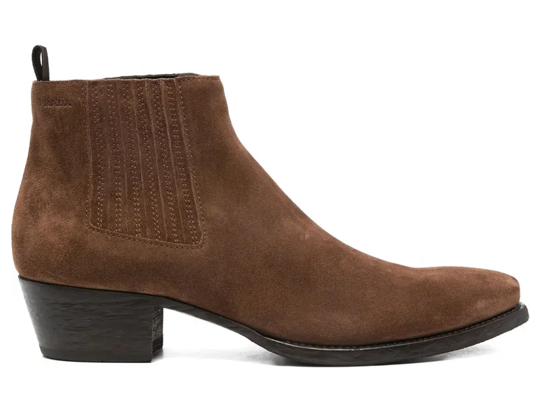 Prada 55mm Elasticated-gusset Suede Chelsea “Brown” (2TA084 F X000 054 F0324)