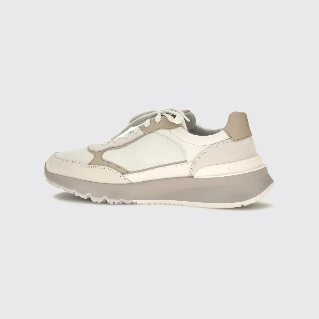 Brunello cucinelli Bicolor Suede and Leather Low-Top Sneakers with Serrated Sole White (MZUSNEO355CTG72) (2)