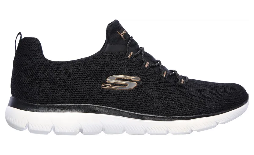 Skechers Summits – Leopard Spot Sneaker Zwart/Roos Goud