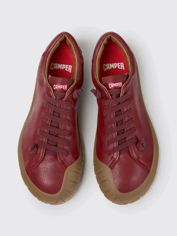 Camper Peu Path+ Grained Leather Slip-On with Elastic Laces Burgundy (K201940-010PEUPATH+0)