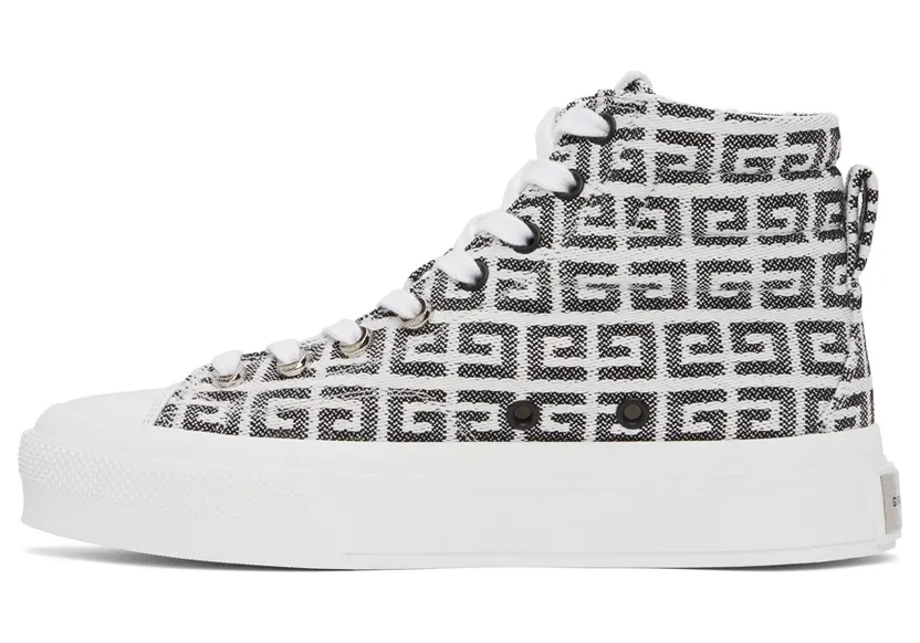 Givenchy White 4G Jacquard City Sneakers (BE0025E10N004) (3)