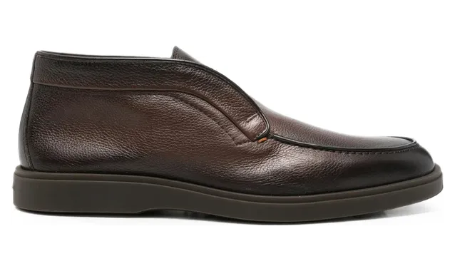 Santoni Grainy Leather Slip-on “Brown” (MGDT19404DKTS MPGT50)