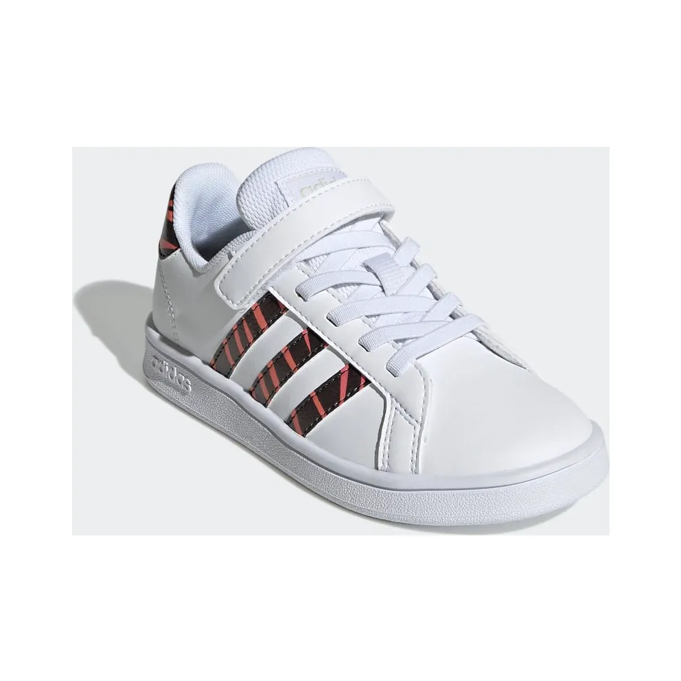 Adidas Grand Court Tiger-Print Cloud White / Core Black / Acid Red (GZ1075)