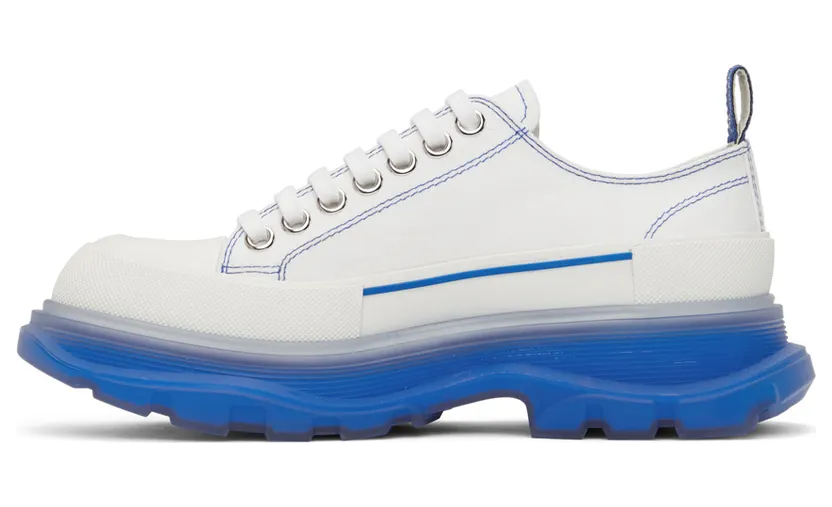 Alexander McQueen White & Blue Tread Slick Low Sneakers (662687W4MV9) (3)