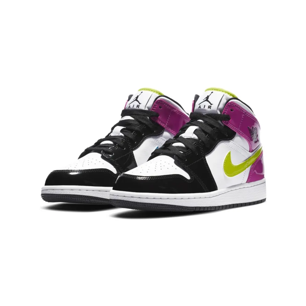 Jordan 1 Mid White Black Cyber Pink (GS)