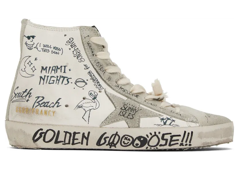 Golden Goose White & Gray Francy Classic High-Top Sneakers (GWF00113.F002669.10220)