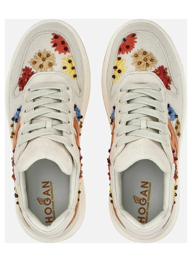 Sneakers Hogan H630 Ivory Orange Red (GYW6300EZ20S530TA5) (3)