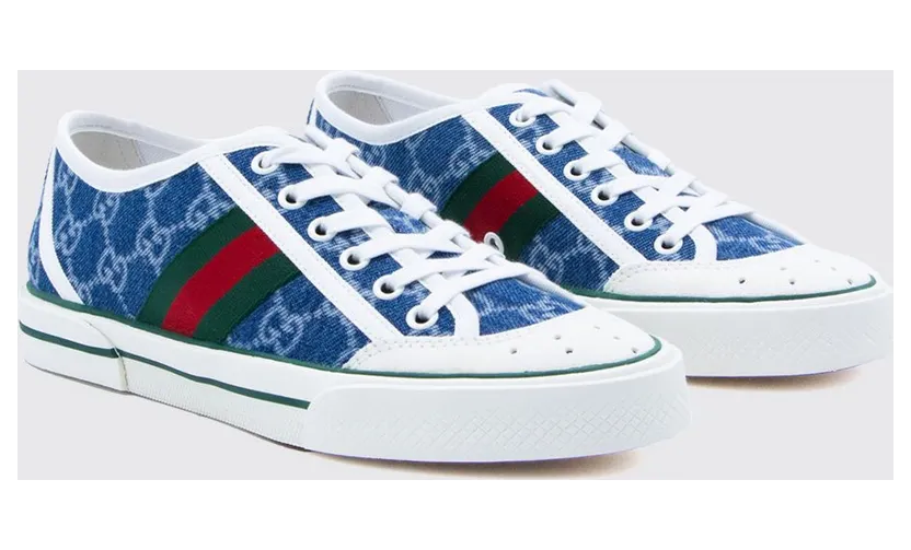 Gucci Tennis 1977 Sneakers in Denim with GG Monogram Denim (859219FAFIW4749)