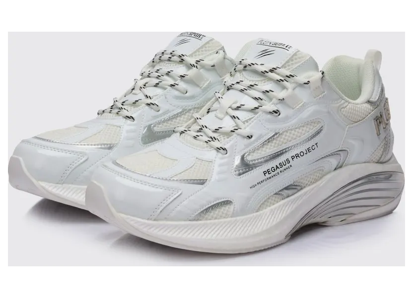 Plein Sport Pegasus Project Mesh And Patent Leather Sneakers White (FAESUSC0848STE003N01)