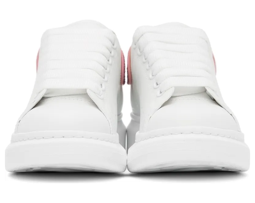 Alexander McQueen White & Pink Glitter Oversized Sneakers (558945WIAFF) (2)