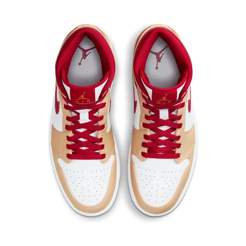 Air Jordan 1 Mid Beige White Red (554724-201)