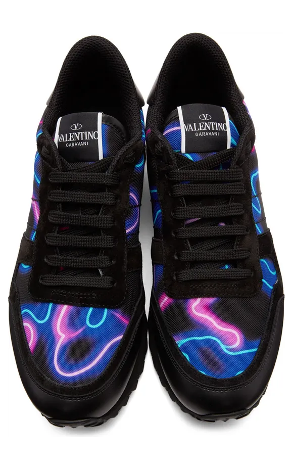 Valentino Garavani Black Neon Camo Rockrunner Sneakers (XY2S0723KHJ) (5)
