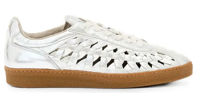 AllSaints mit gewebtem Lederdetail im Metallic-Look “White” (W141FC)