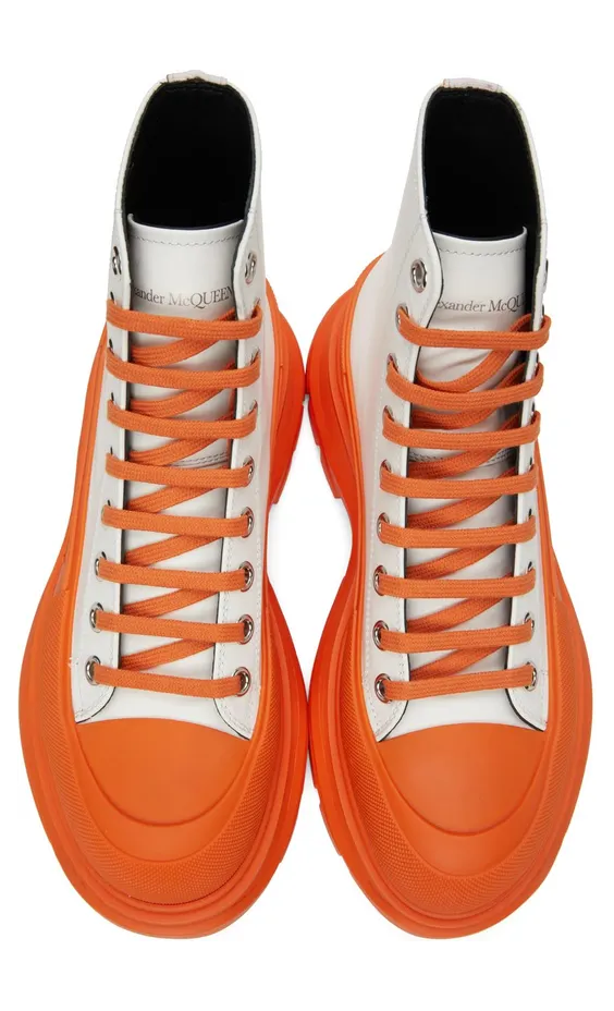 Alexander McQueen SSENSE Exclusive White & Orange Tread Slick High Sneakers (627206WHYK3) (5)