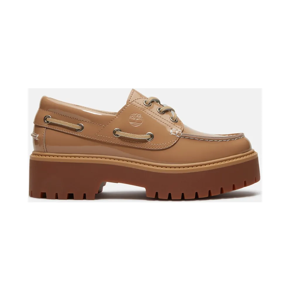 Timberland Stone Street Platform Boat Shoe Beige Patent Leather (TB0A2GVF-AKJ)