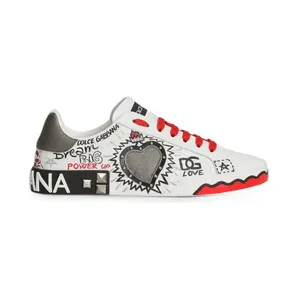 Dolce & Gabbana Dolce & Gabbana Portofino verfraaide low-top met hartpatch “White” (CS2466A0986)
