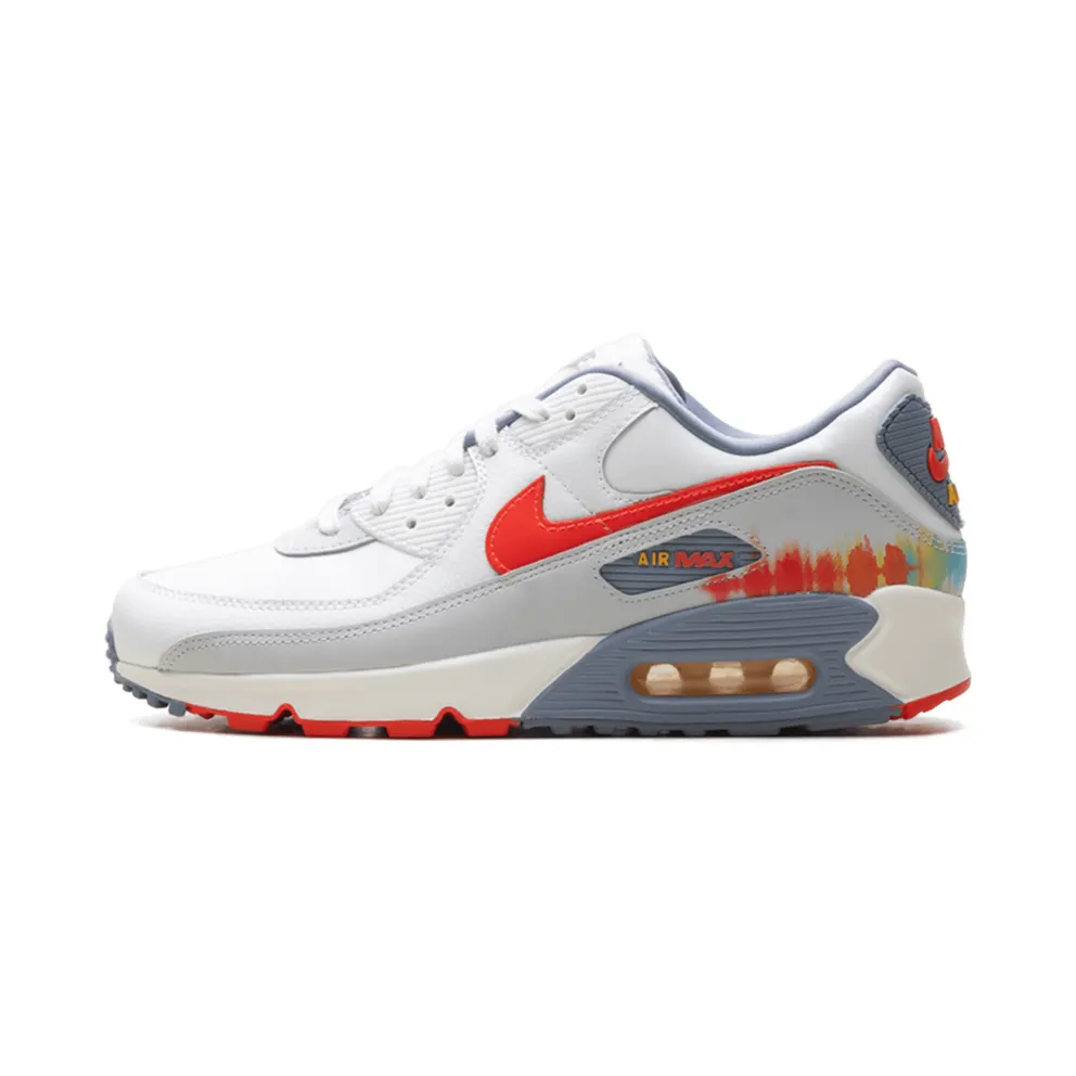 Nike Air Max 90 Premium “Summit White Ashen Slate Pure Platinum Bright Crimson” (HJ9147-121)