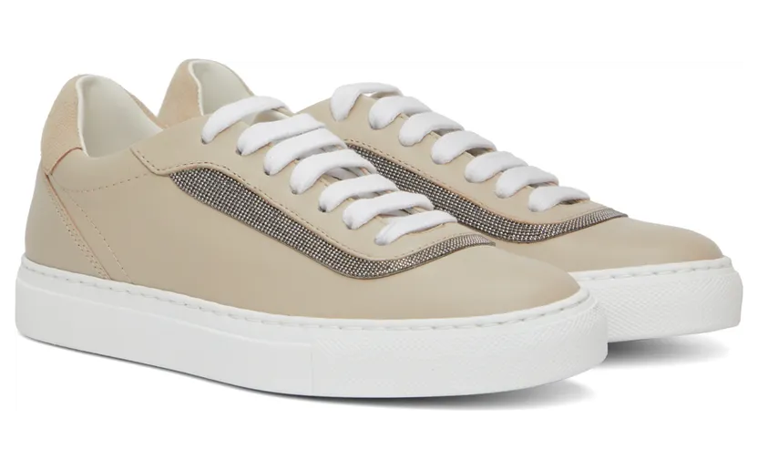 Brunello Cucinelli Beige Leather Sneakers (MZCWG2135) (4)