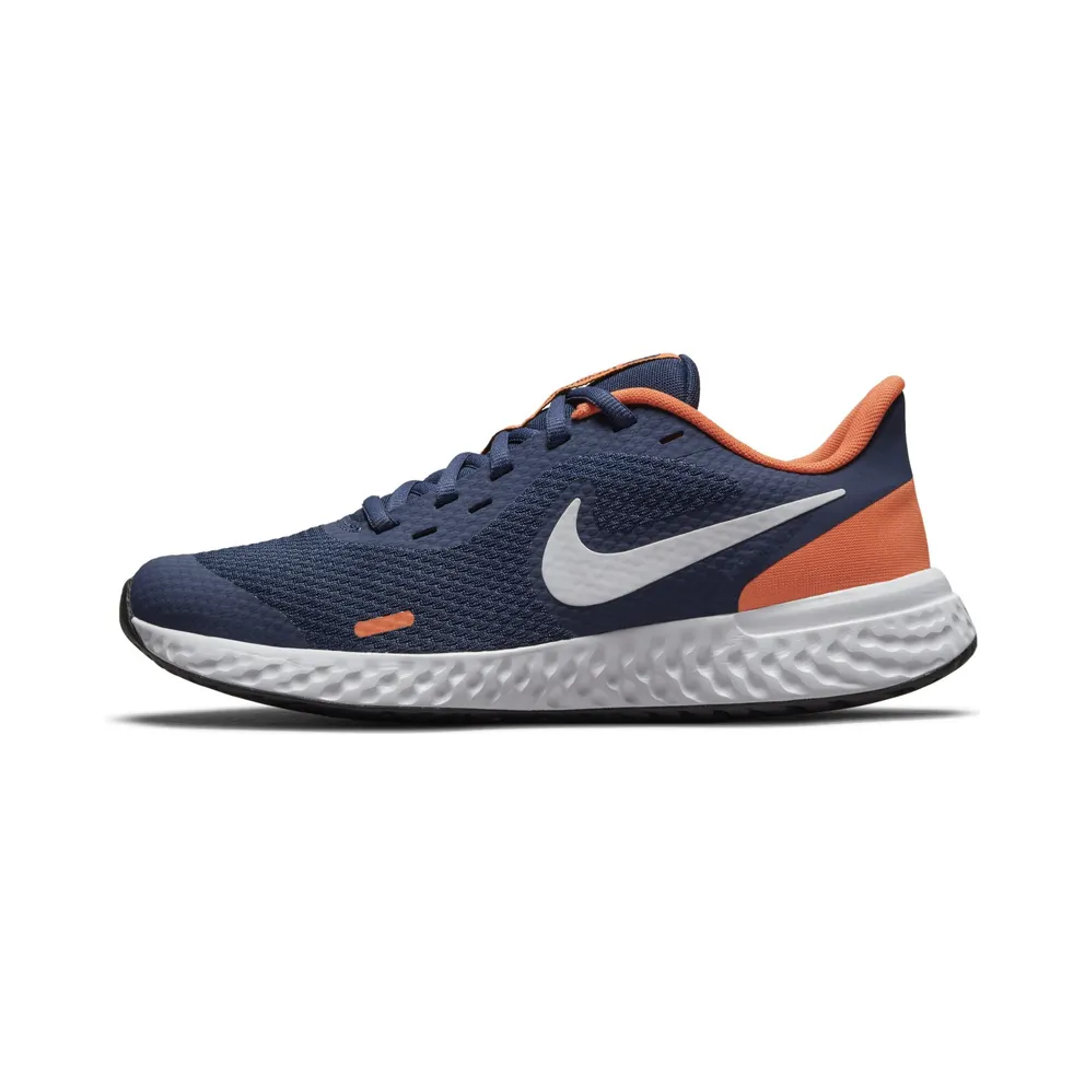 Nike Revolution 5 Blue “Midnight Navy / Orange / White” (BQ5671-410)