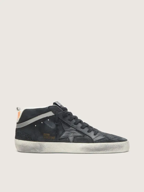 Golden Goose Mid Star In Nubuck With Black Leather Star And Silver Flash (GMF00122.F003048.90178)