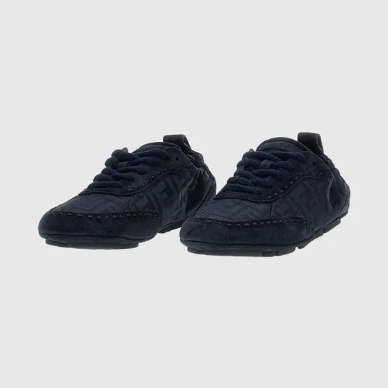 Fendi Fit FF Jacquard Monogram Canvas And Suede Sneakers Blue (7E1842AWCUF0B0Z)