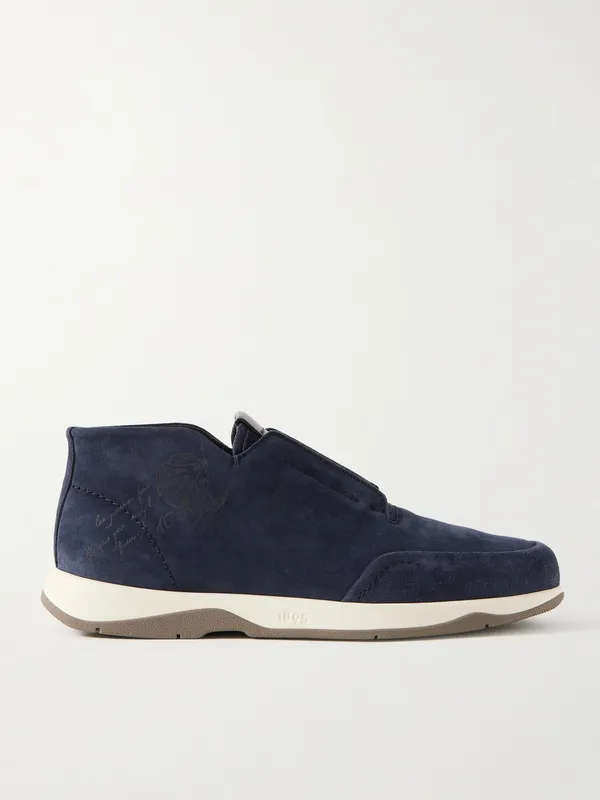 Berluti Échappée Scritto Suede Slip-On Blue (S6272-001)