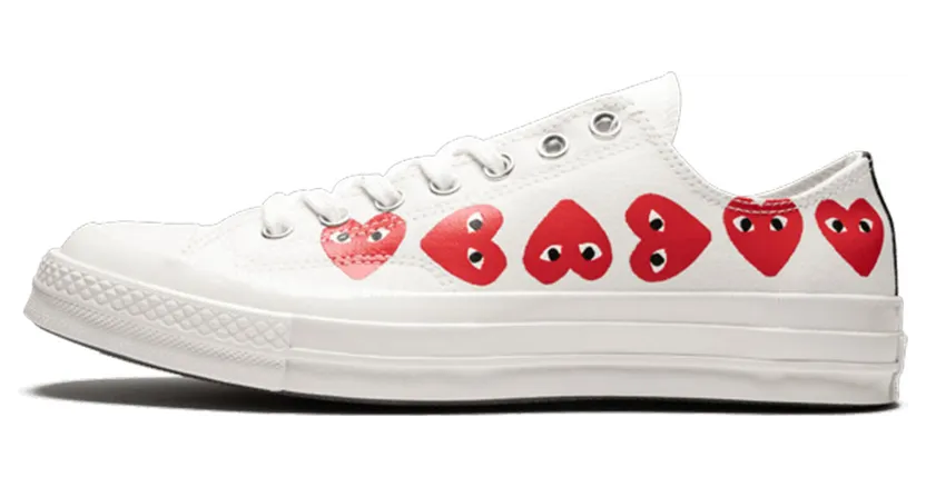 Converse Chuck 70 Low Top x Comme des Garcons Play CDG – White Multi Heart (162975C)