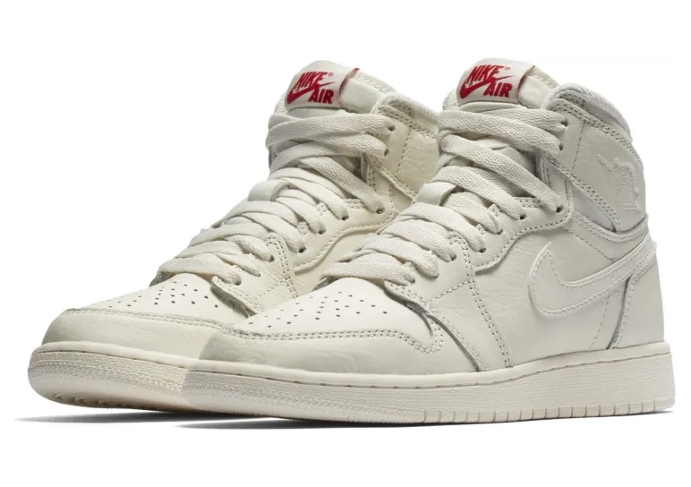 Air Jordan 1 RETRO High OG BG SAIL/UNIVERSITY Red (575441-114)