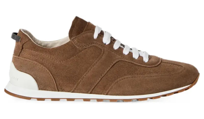 Brunello Cucinelli Suède met glanzende lussen “Brown” (MZSFG3337C9773)