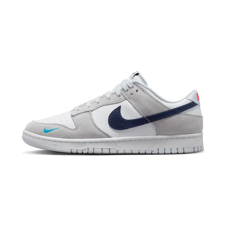 Nike Dunk Low White Grey Navy Aqua Mini Swoosh “Football Grey / White / Bright Crimson / Midnight Navy” (FJ4227-001)