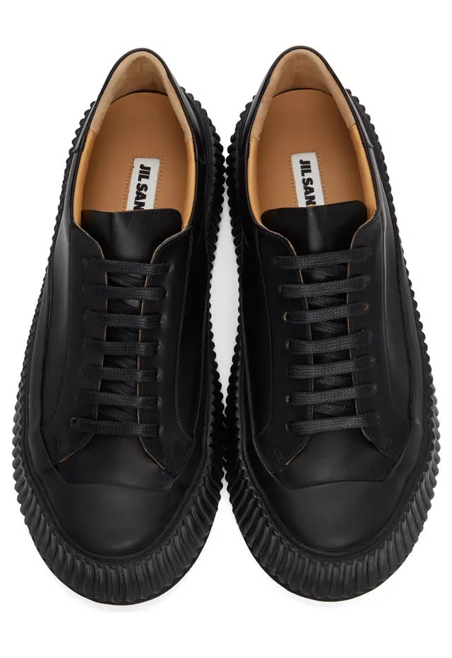 Jil Sander Black Leather Platform Sneakers (JI32535A_12280) (5)