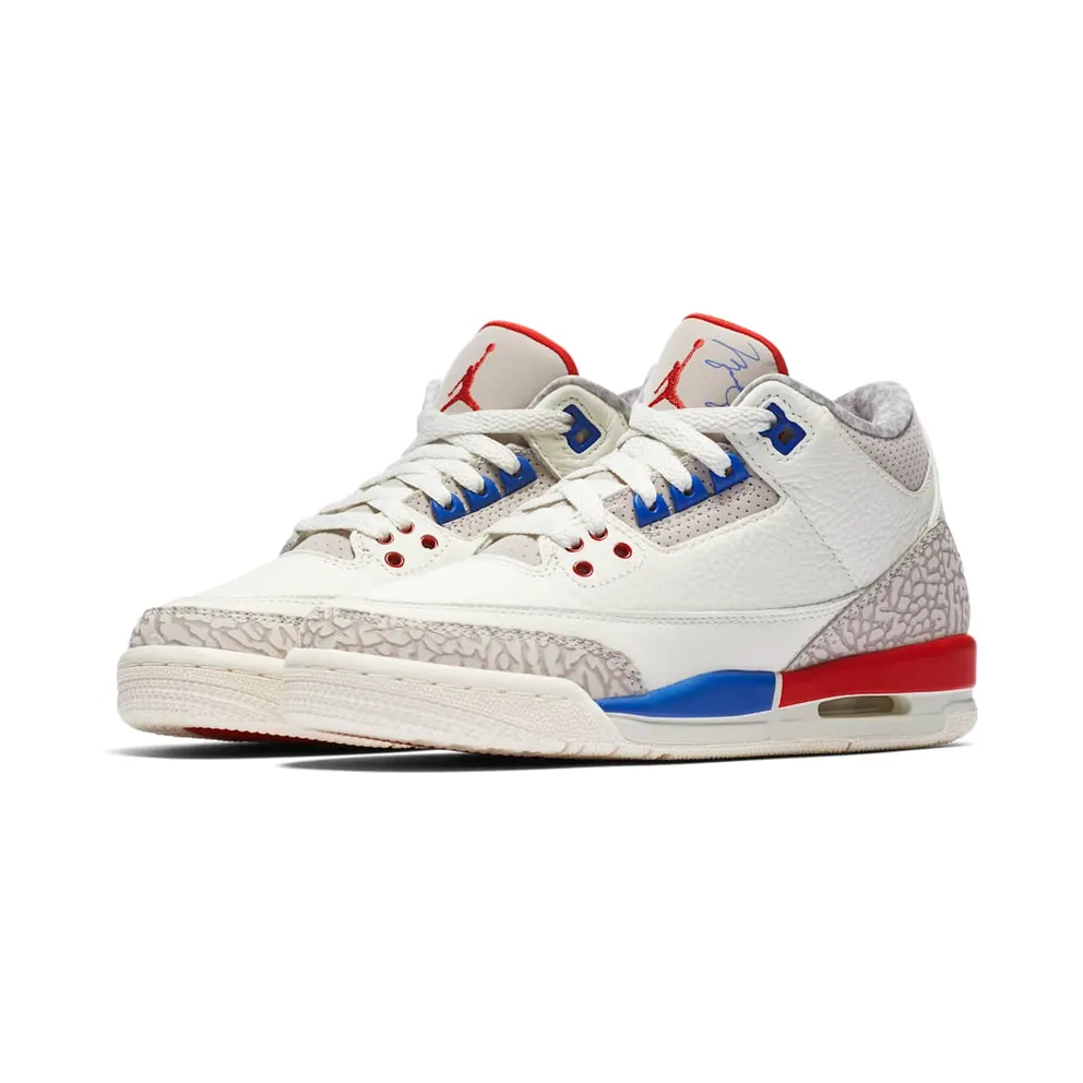 Jordan 3 Retro International Flight (GS) Sail/Sport Royal-Light Bone-Fire Red (398614-140)