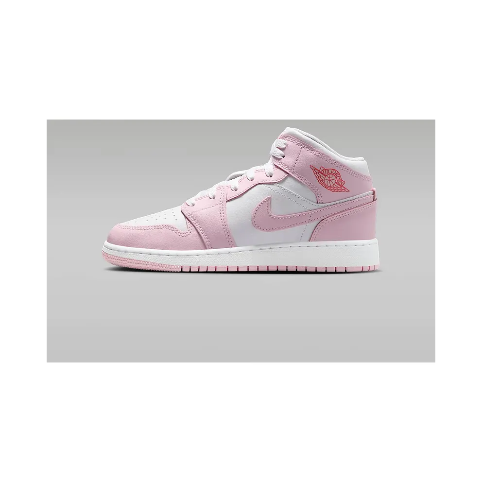 Jordan 1 Mid GS “Pink Foam Fire Red” (DQ8423-608)