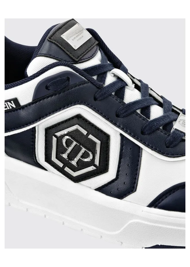 Philipp plein Leather and Mesh Sneakers Blue (SAESUSC0766PTE120N14) (4)