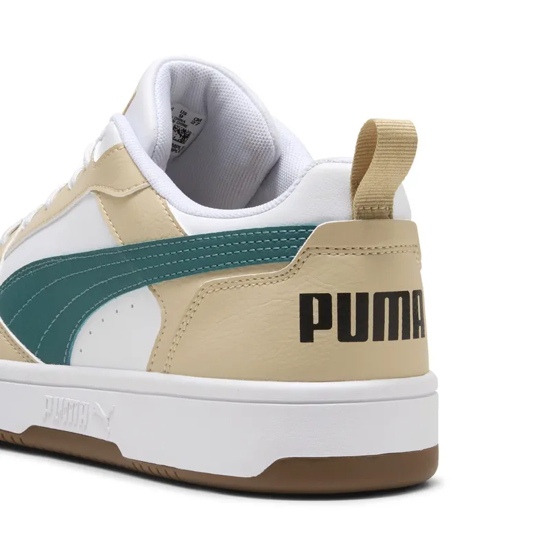Puma Rebound V6 Low “Toasted Almond / Emerald Ice / Puma White” (392328_61)