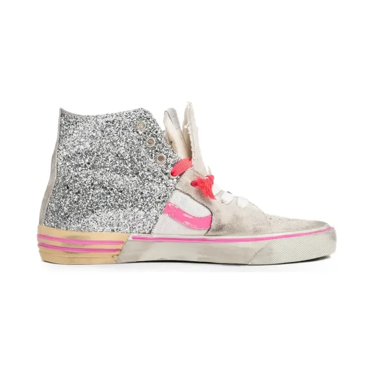 Paul Easterlin High-Top-Sneakers mit Glitter-Detail Nude (CS028GTSILVERWHITEFUCSHIA)