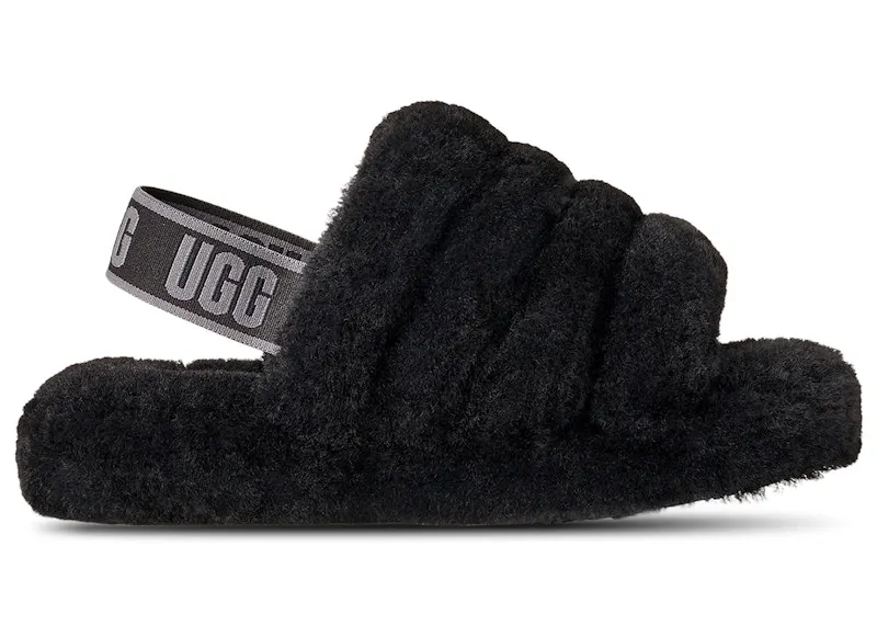 UGG Fluff Yeah Slide Black Dark Shadow (1098494K-BDSD)
