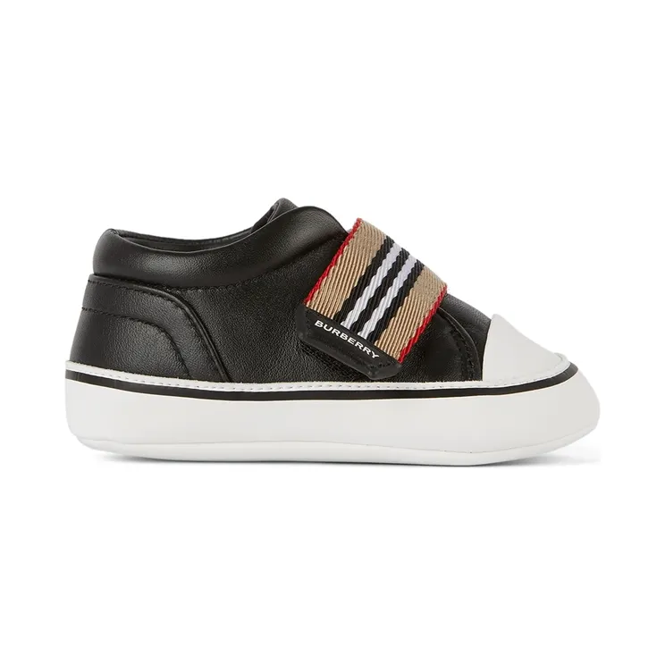 Burberry Kids Black Icon Stripe Strap Slip-On Sneakers (8041009)