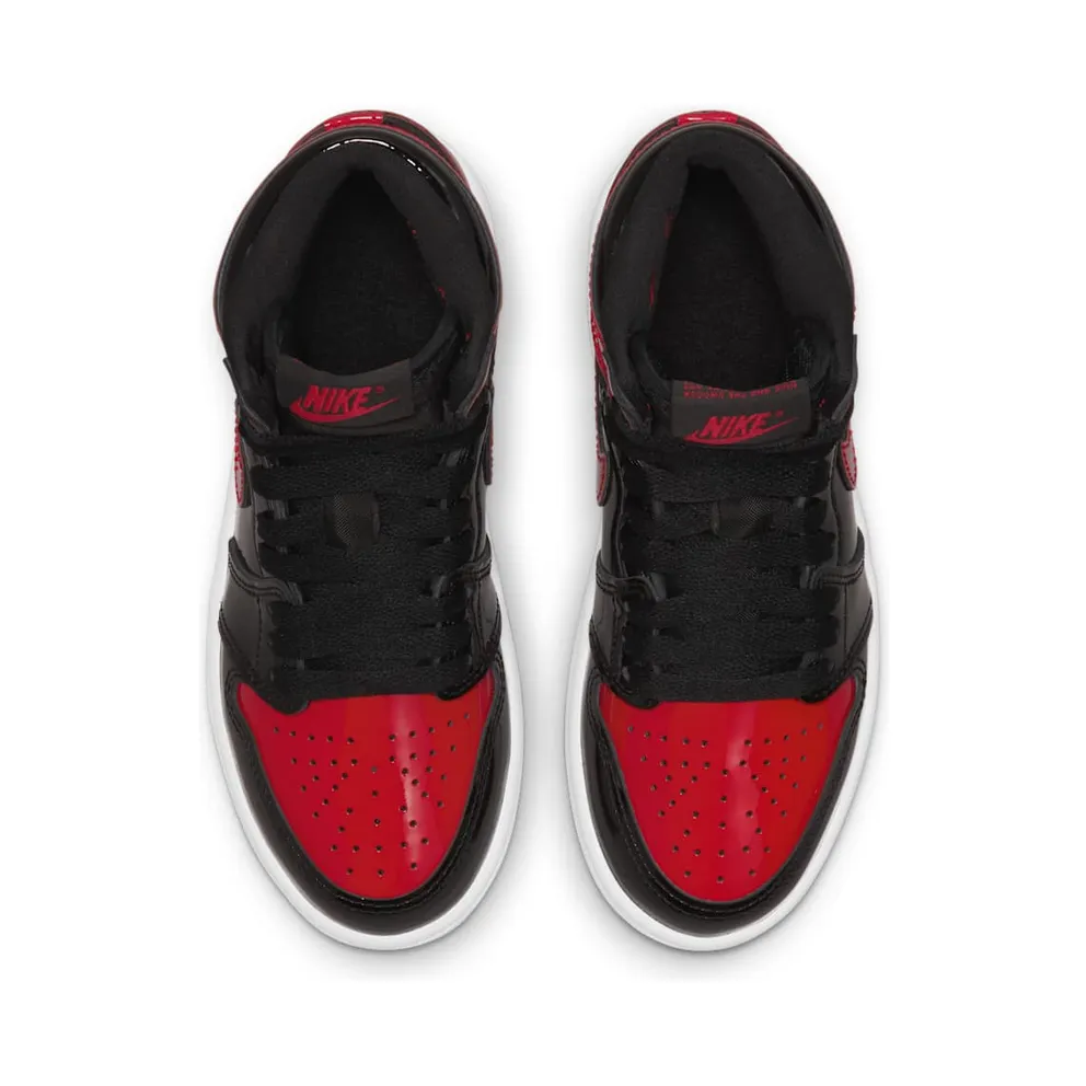 Air Jordan 1 Retro High OG Patent Bred (PS) – “Black / White-varsity Red” (AQ2664-063)