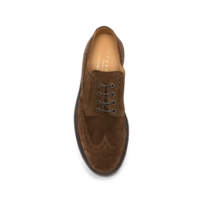 Henderson Baracco Suede Lace-up Fastening Brogue “Brown” (GEORGE.S.8 COFFE)