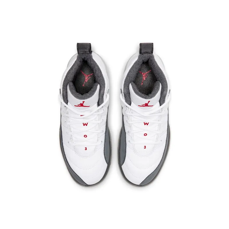 Jordan 12 Retro White Dark Grey (PS) White/Dark Grey-Gym Red (151186-160)