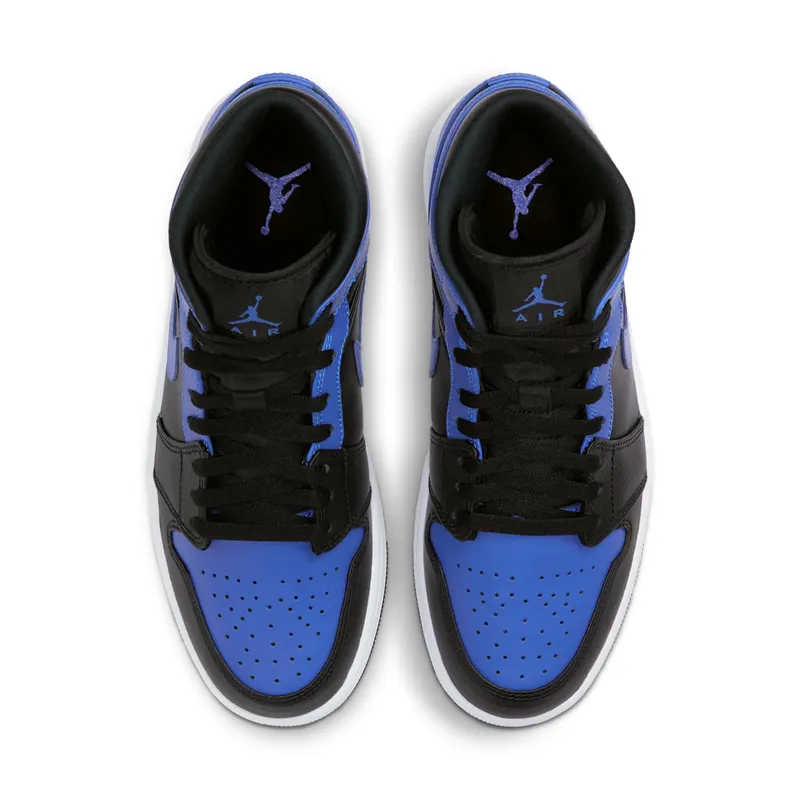 Jordan 1 Mid Black Royal Tumbled Leather Black/Hyper Royal-White (554724-077)