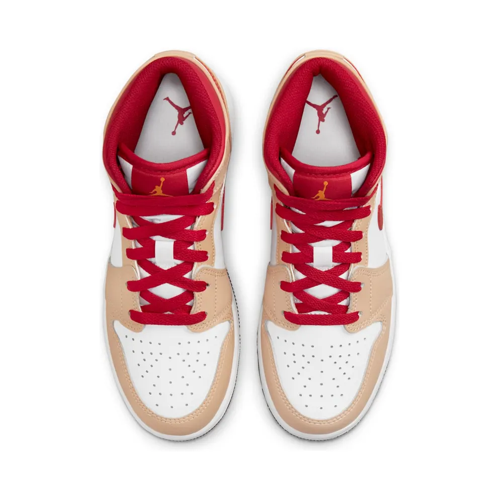 Air Jordan 1 Mid GS “Beige / Red” (554725-201)