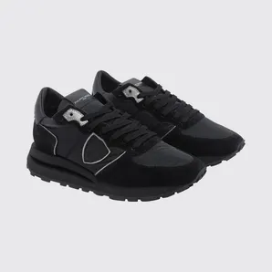 Philippe Model Tropez Haute Suede Low-Top Sneakers with Serrated Sole Black 1 (TKLUN001)