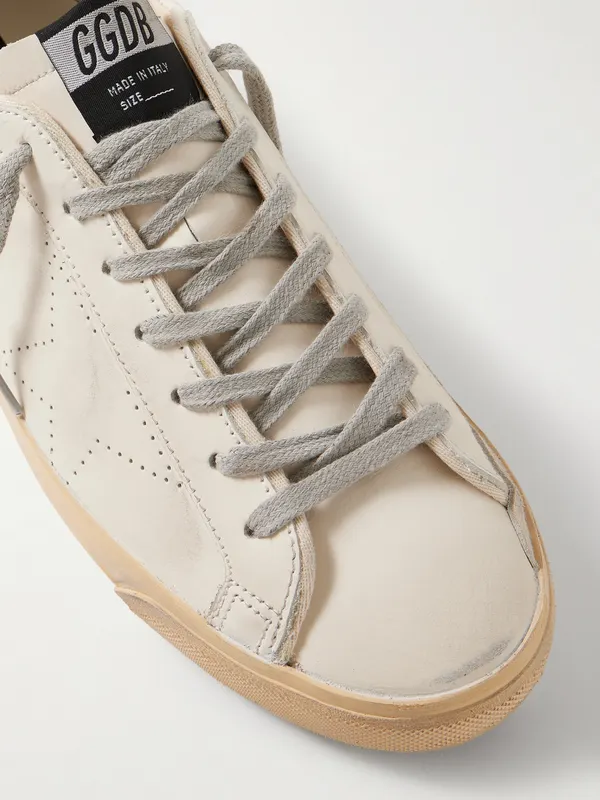 Golden Goose Superstar Suede-Trimmed Distressed Leather Sneakers White (GMF00105.F007530) (5)