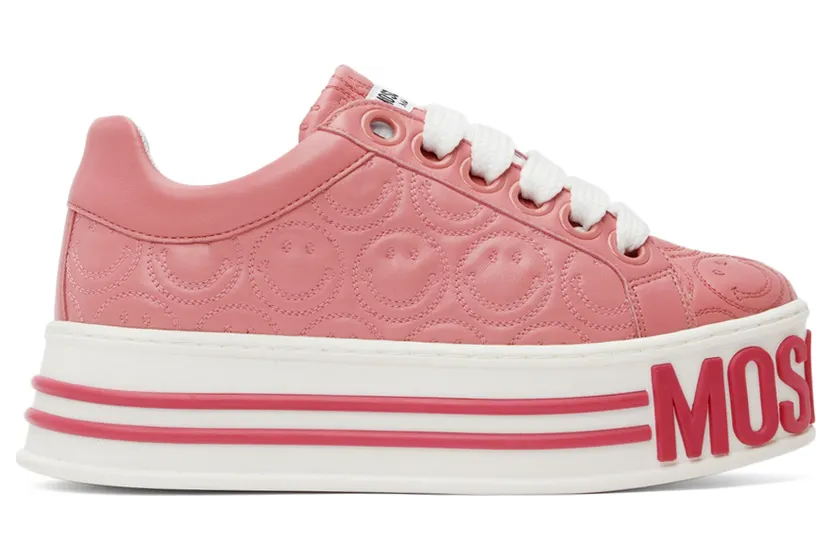 Moschino Pink Smiley Platform Sneakers (MA15045G1CMAS610)