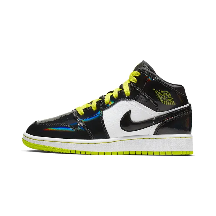 Jordan 1 Mid Black Cyber Mystic Green (GS)