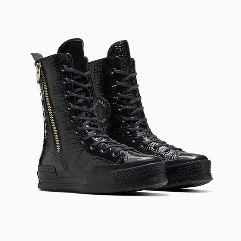 Converse Chuck 70 Plus XHi Leather Black/Black/Light Gold (A09381C)