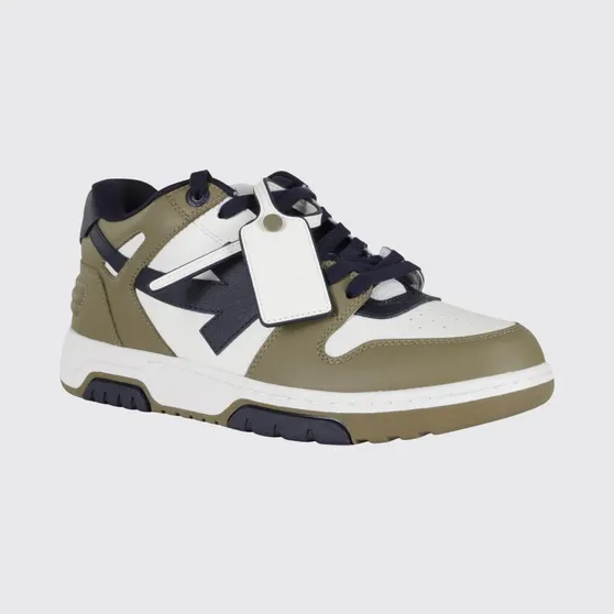 Off-White Out Of Office Leather Sneakers Green (OMIA189S26LEA0036349)