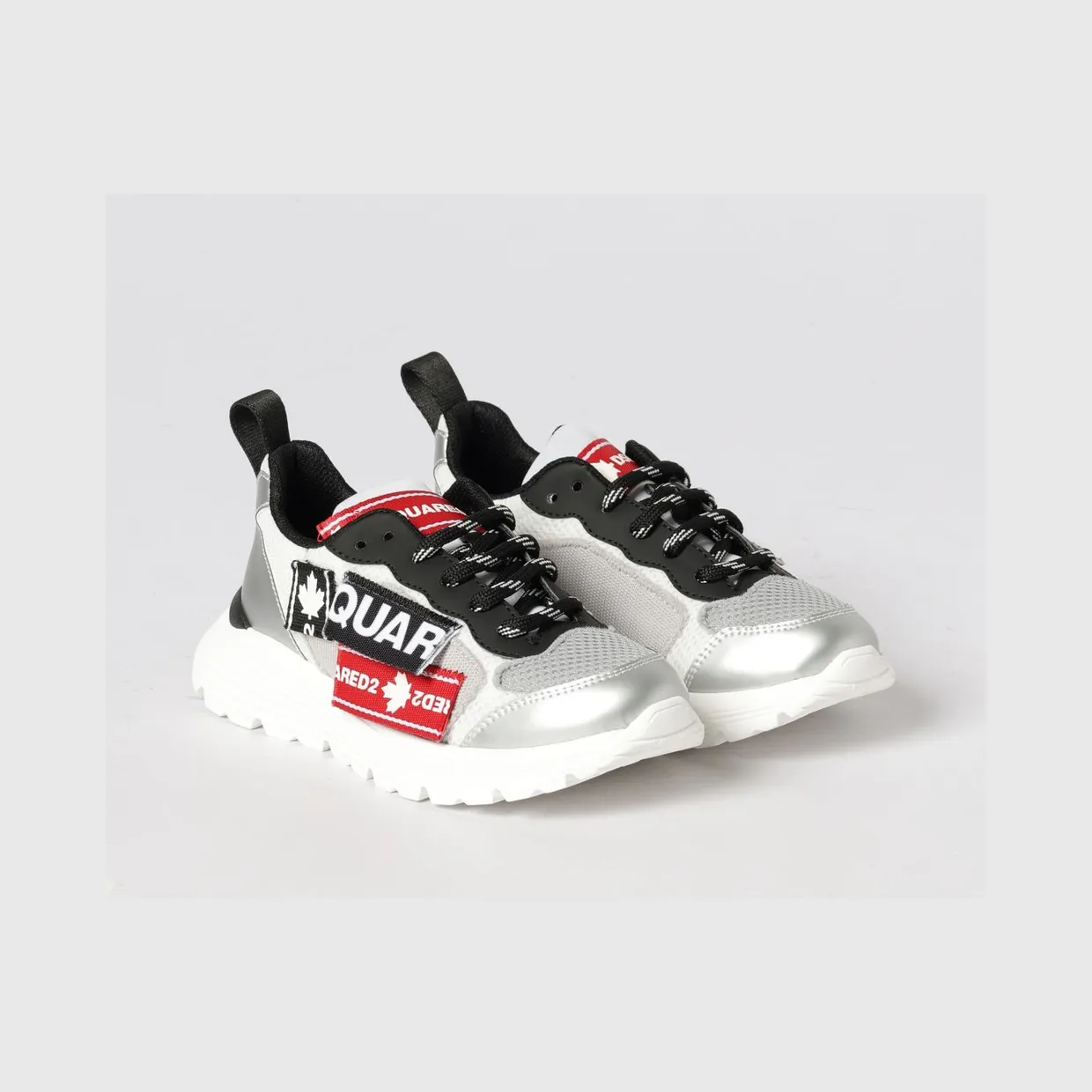 Dsquared2 Laminated Leather And Mesh Sneakers White (827442)